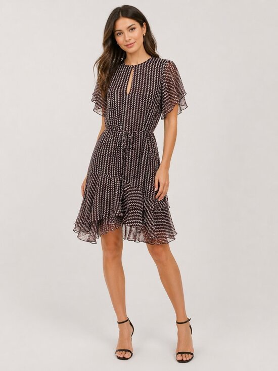 Reiss Dresses & Skirts - Reiss Anna “New Generation” Flounce Sleeve Dress Berry Print Size 4